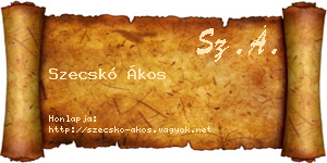 Szecskó Ákos névjegykártya